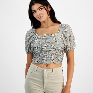 Celebrity Pink Juniors' Puff-Sleeve Smocked Top - Size Large. NWT.